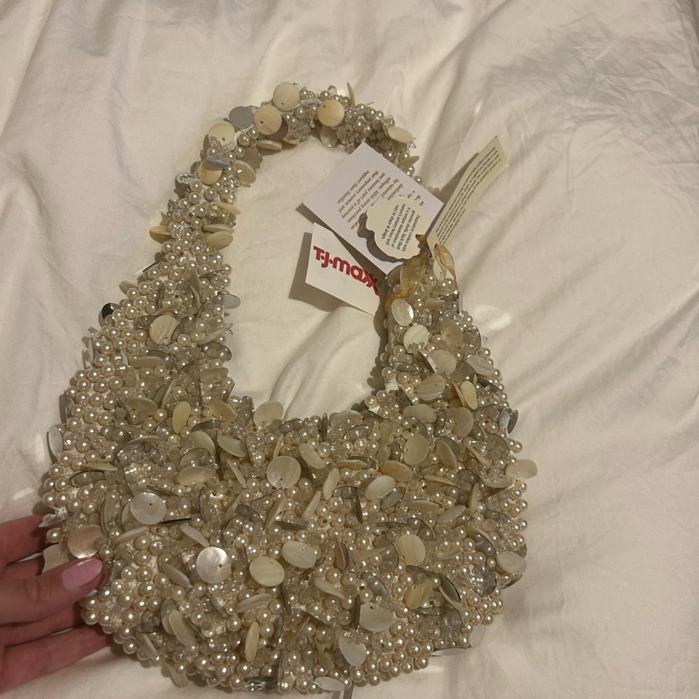 Beaded Ivory Satchel